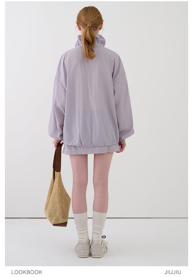Nylon Drawstring Jacket And Matching Skirt