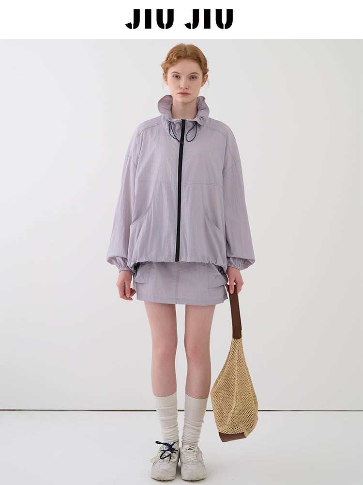 Nylon Drawstring Jacket And Matching Skirt