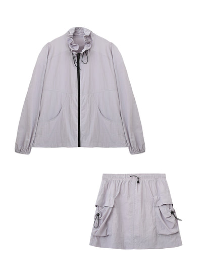 Nylon Drawstring Jacket And Matching Skirt