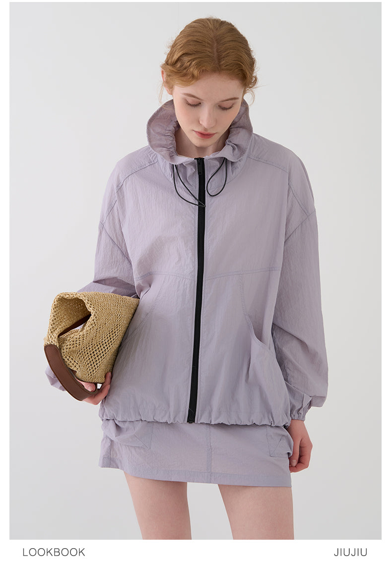 Nylon Drawstring Jacket And Matching Skirt
