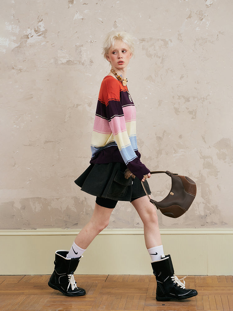 Oversized Multicolor Stripe Knit