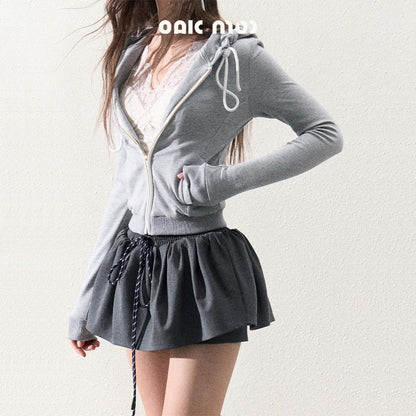 Soft Slim Fit Short Zip-Up Hoodie