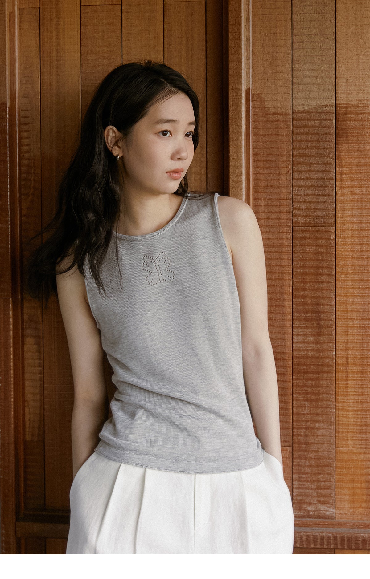 Butterfly Pointelle Sleeveless Knit Top