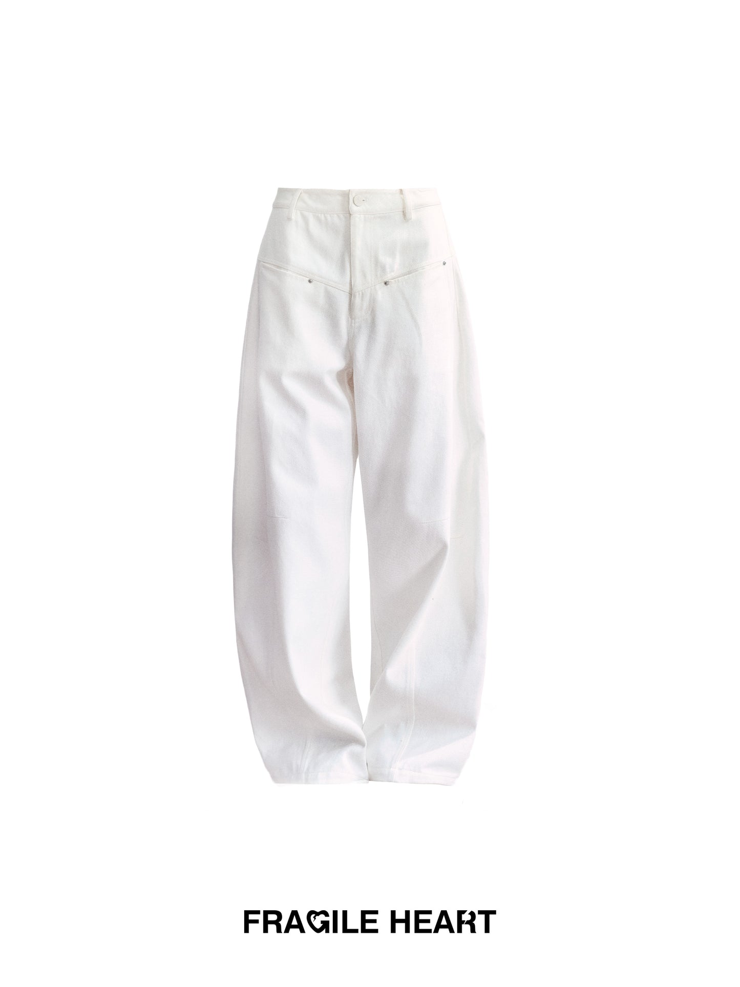 Pure Cotton Washed Barrel-Leg Jeans