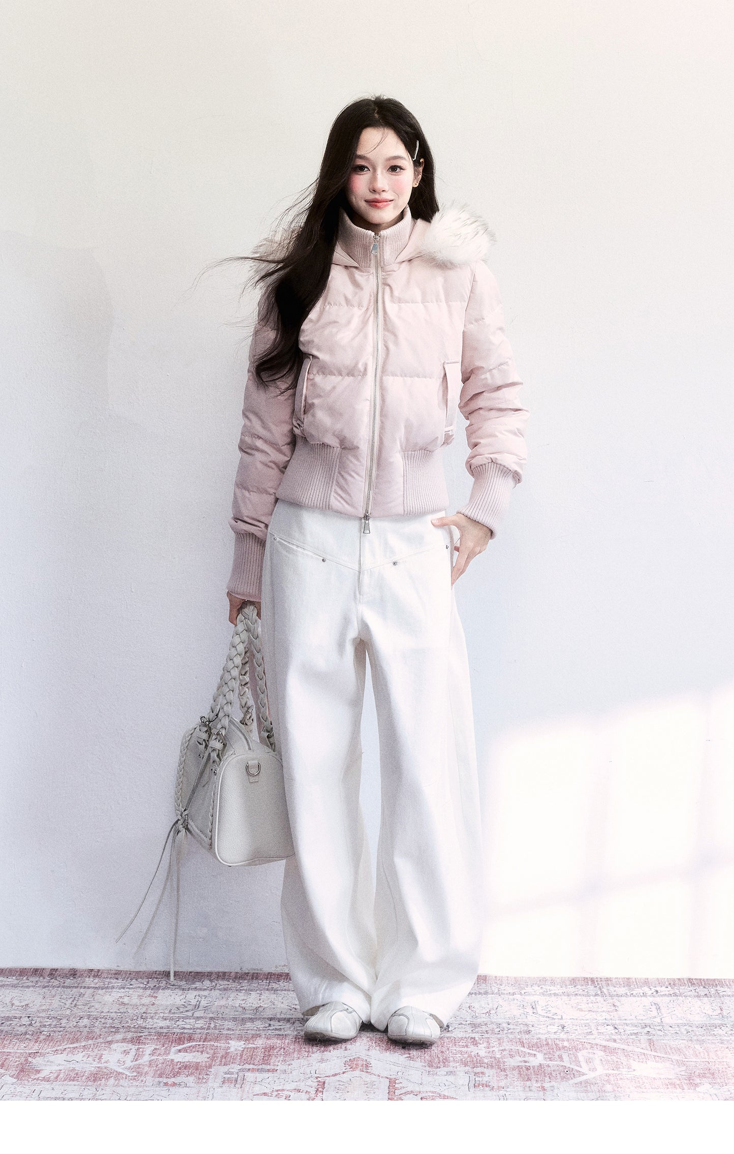 Pure Cotton Washed Barrel-Leg Jeans