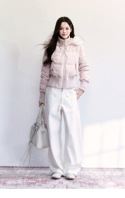 Pure Cotton Washed Barrel-Leg Jeans