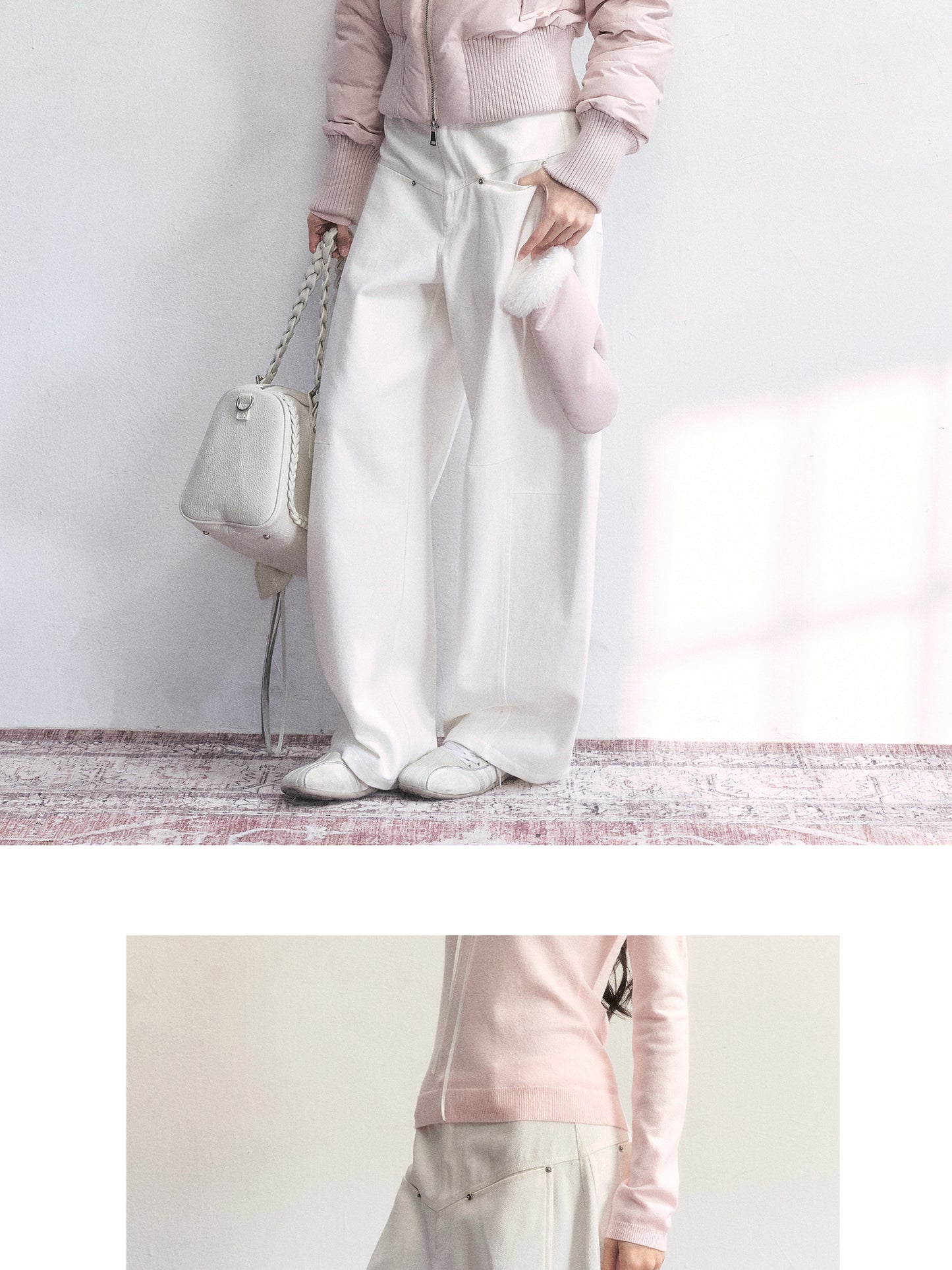 Pure Cotton Washed Barrel-Leg Jeans