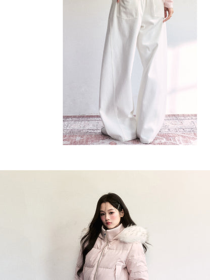 Pure Cotton Washed Barrel-Leg Jeans