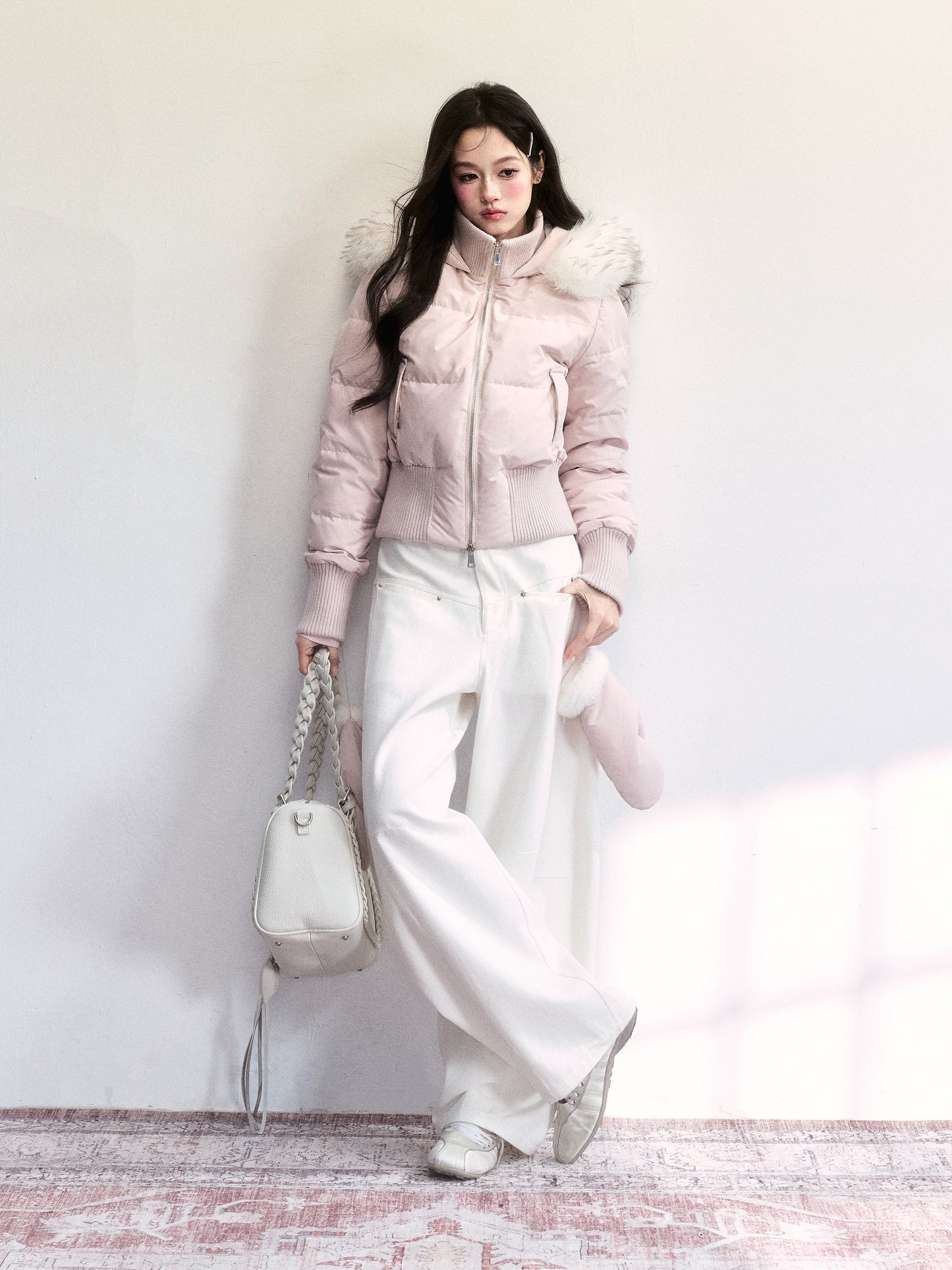 Pure Cotton Washed Barrel-Leg Jeans