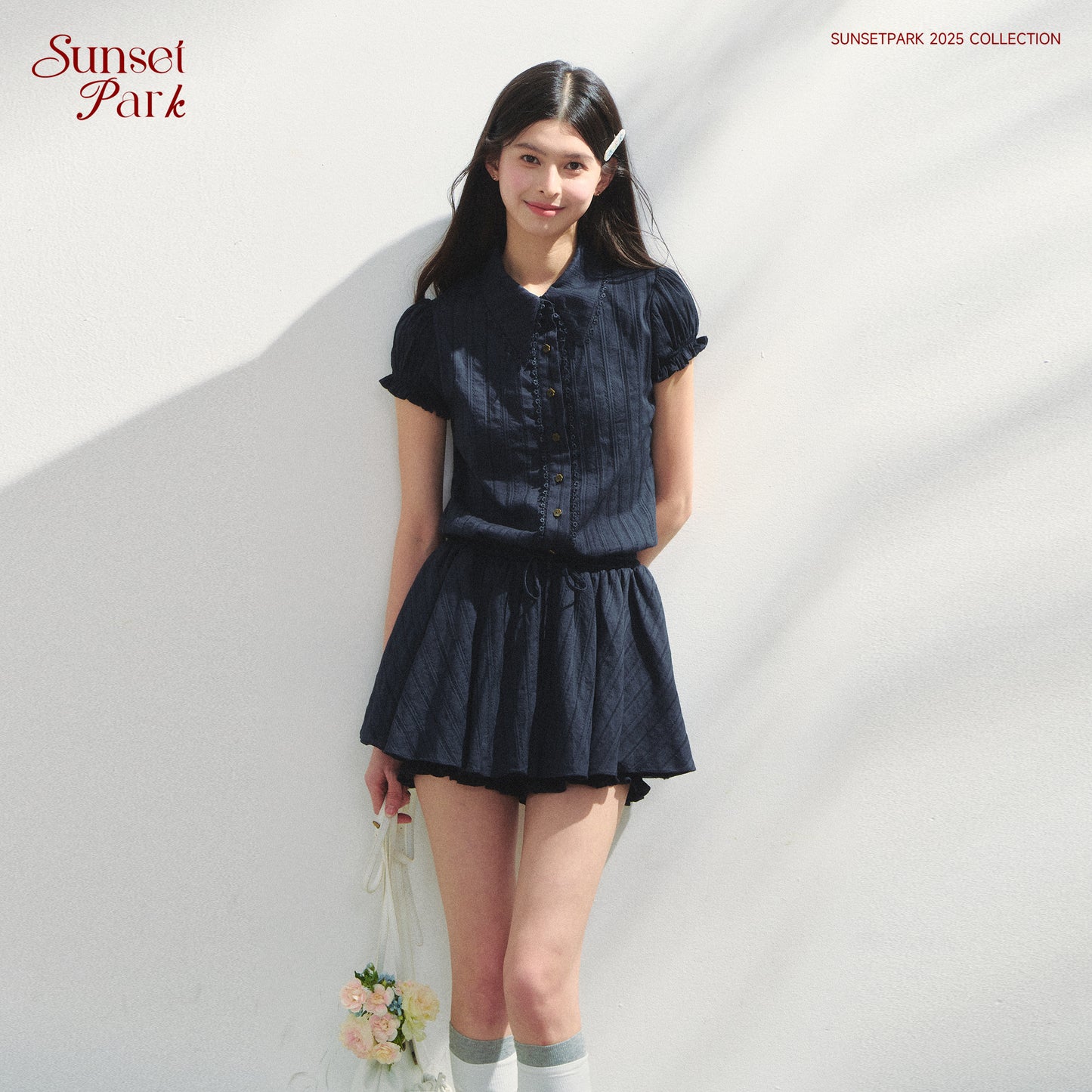 Waist-Tied Puff-Sleeve Shirt Dress