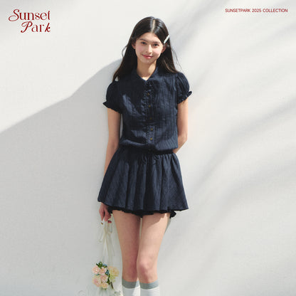 Waist-Tied Puff-Sleeve Shirt Dress