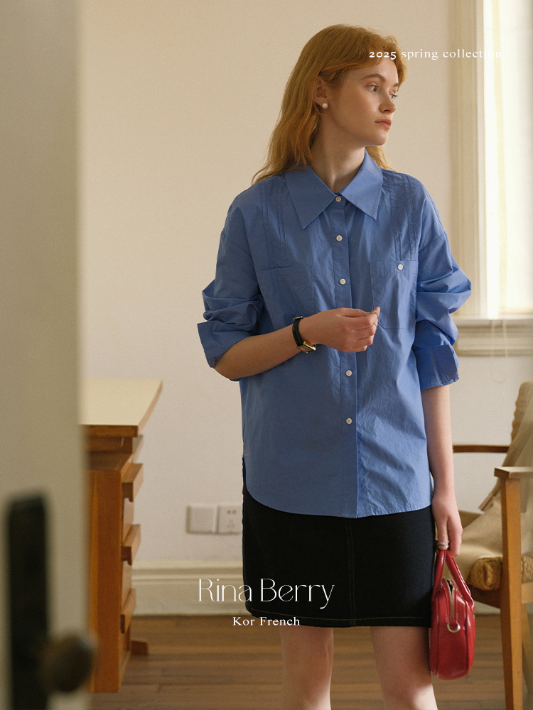 Back-Slit Round Hem Button-Up Shirt