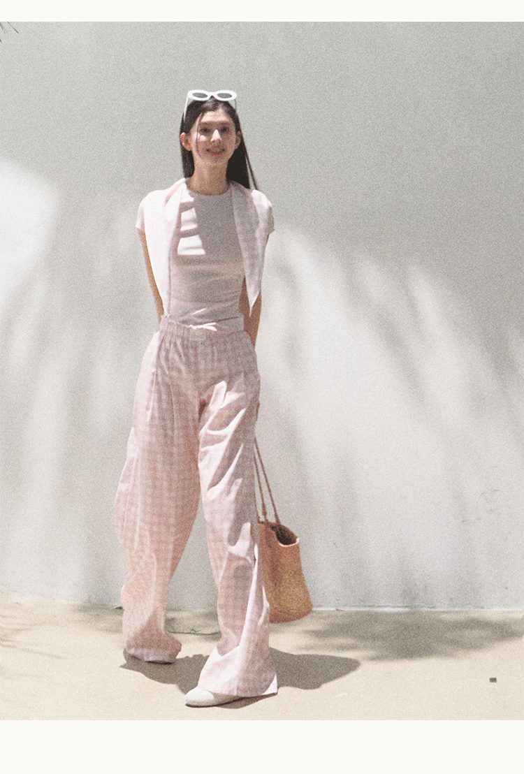 Gingham Bustier Cami Top & Matching Pants