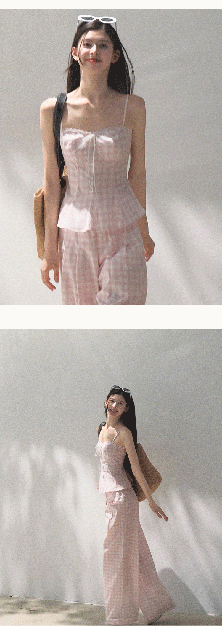 Gingham Bustier Cami Top & Matching Pants