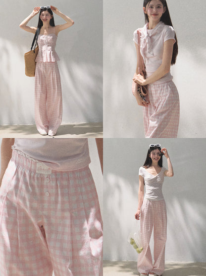 Gingham Bustier Cami Top & Matching Pants