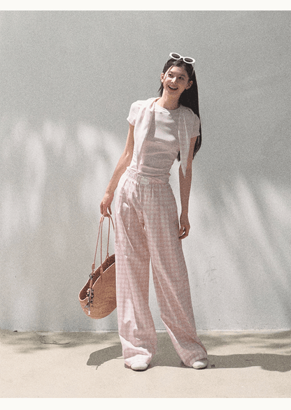 Gingham Bustier Cami Top & Matching Pants