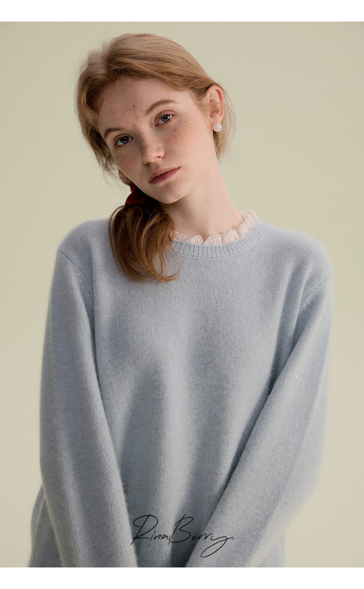 Lace-Detail Knit Pullover In Premium Fabric