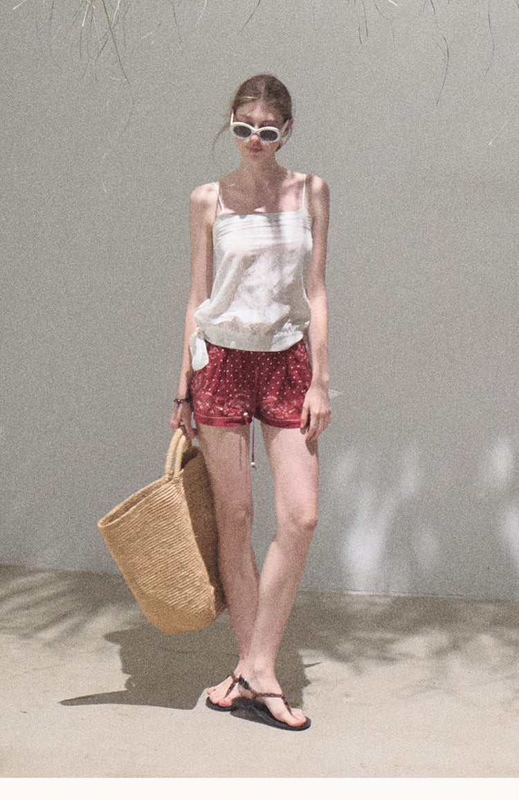 Paisley Print Drawstring Shorts