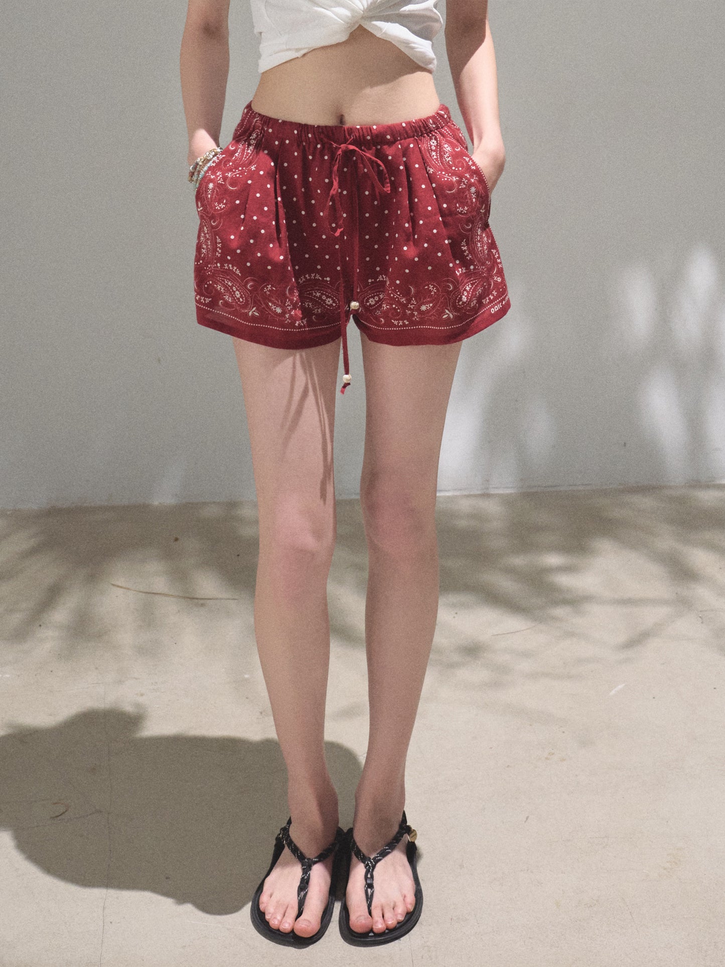Paisley Print Drawstring Shorts