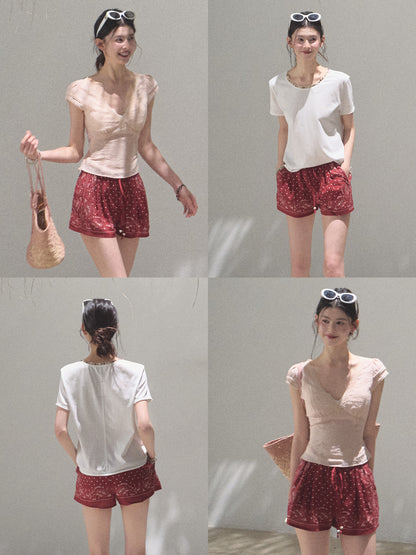 Paisley Print Drawstring Shorts