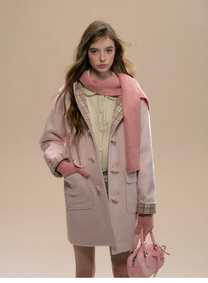 100% Wool Melange Ribbed Knit Scarf And Gloves