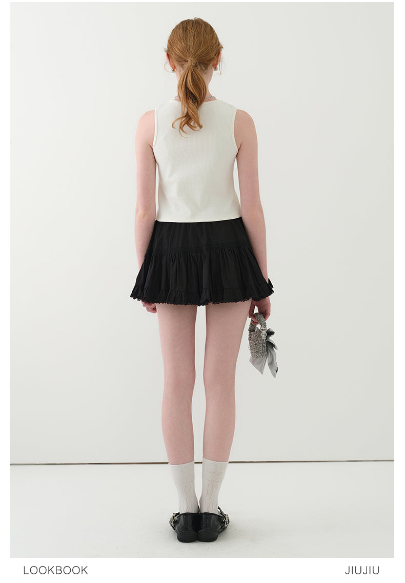 Bow Print Ribbed Sleeveless Top