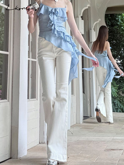 High Waist Slim Fit Flared Pants