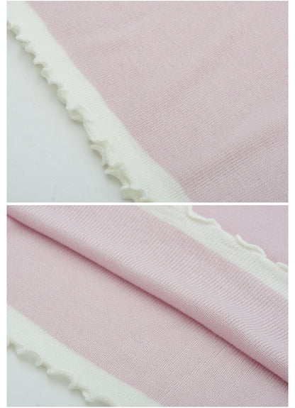 Lettuce Edge Layered Sheer Knit Top