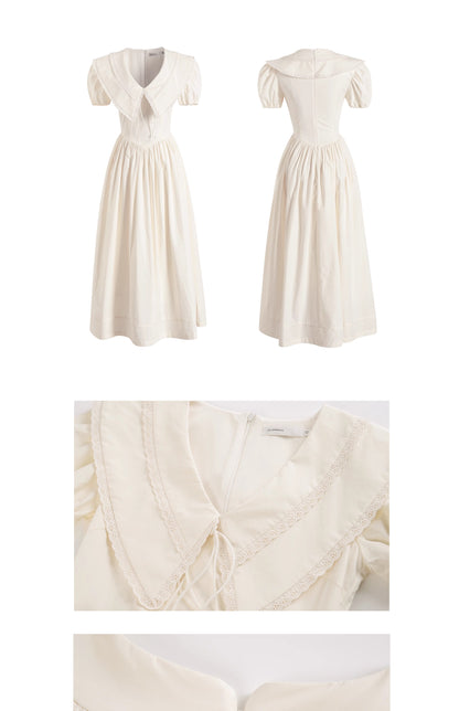 Statement Collar Puff Sleeve Dress