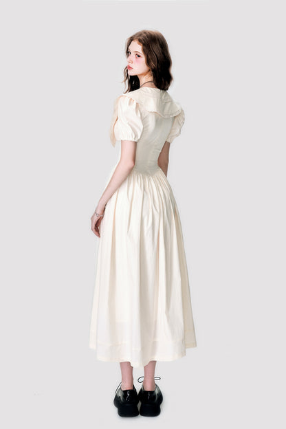 Statement Collar Puff Sleeve Dress