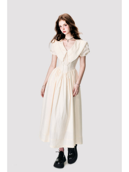 Statement Collar Puff Sleeve Dress