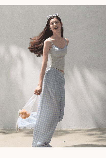 Gingham Bustier Cami Top & Matching Pants