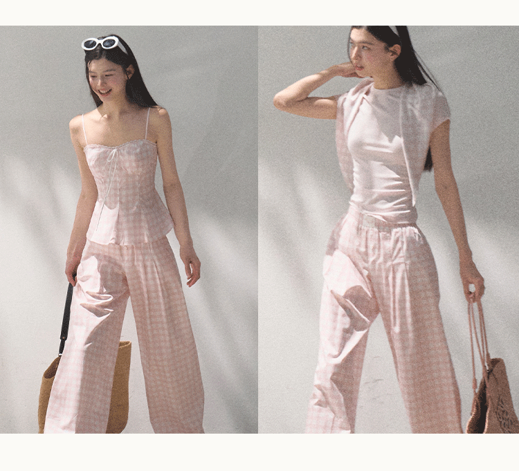 Gingham Bustier Cami Top & Matching Pants
