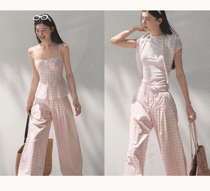 Gingham Bustier Cami Top & Matching Pants
