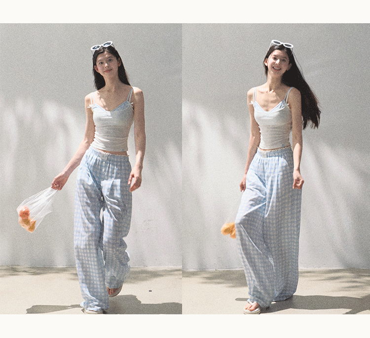 Gingham Bustier Cami Top & Matching Pants