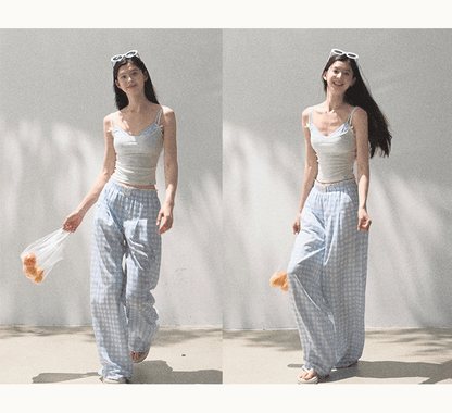 Gingham Bustier Cami Top & Matching Pants