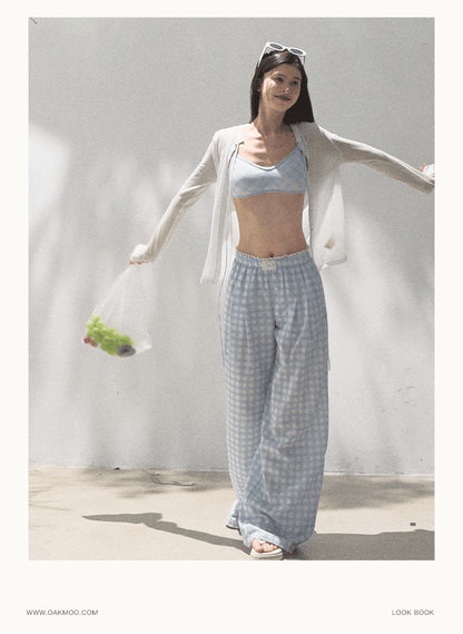 Gingham Bustier Cami Top & Matching Pants