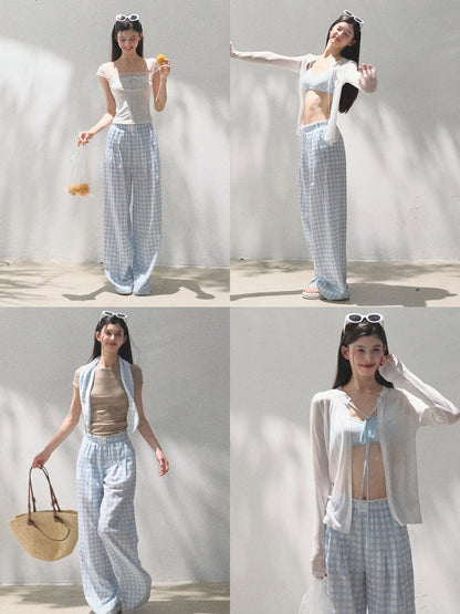 Gingham Bustier Cami Top & Matching Pants