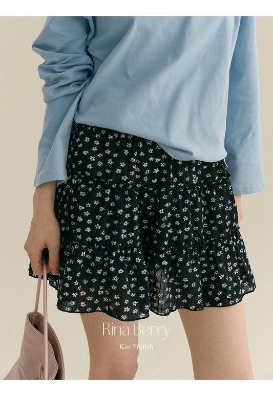 Floral Tiered Mini Chiffon Skirt