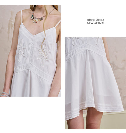 Embroidered Flared Cami Dress