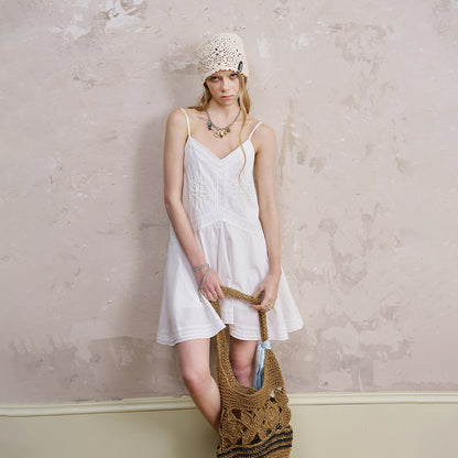 Embroidered Flared Cami Dress