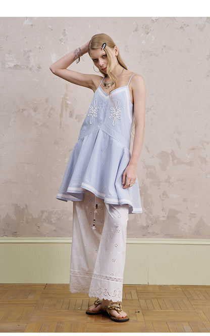 Embroidered Flared Cami Dress