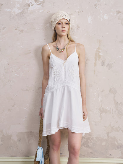 Embroidered Flared Cami Dress