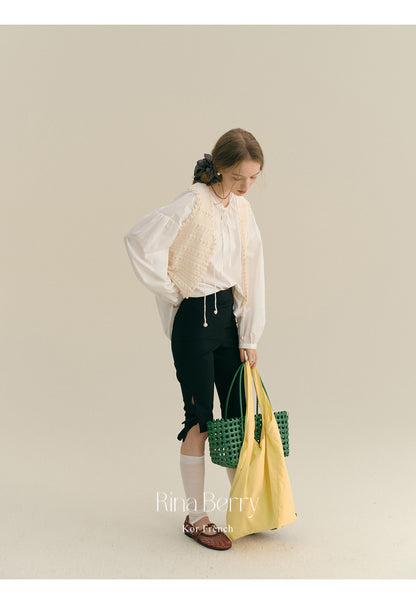 Tie-Front Open Knit Vest