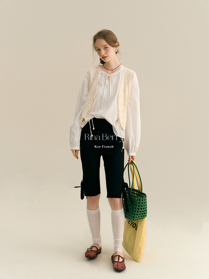 Tie-Front Open Knit Vest