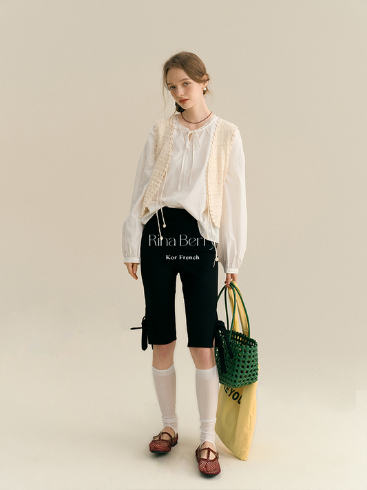 Tie-Front Open Knit Vest