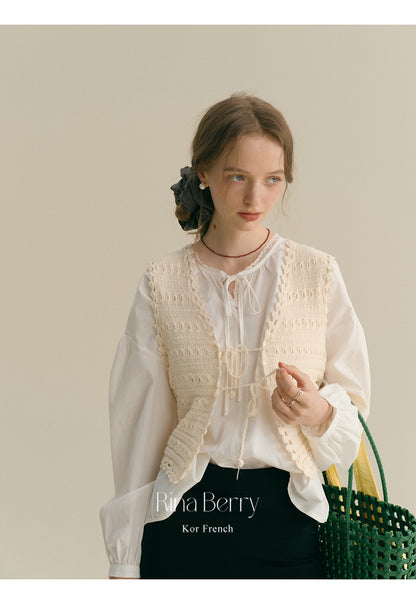 Tie-Front Open Knit Vest