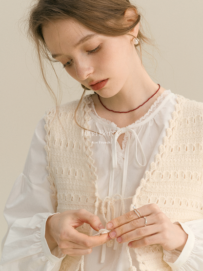 Tie-Front Open Knit Vest