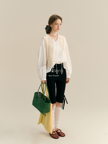 Tie-Front Open Knit Vest