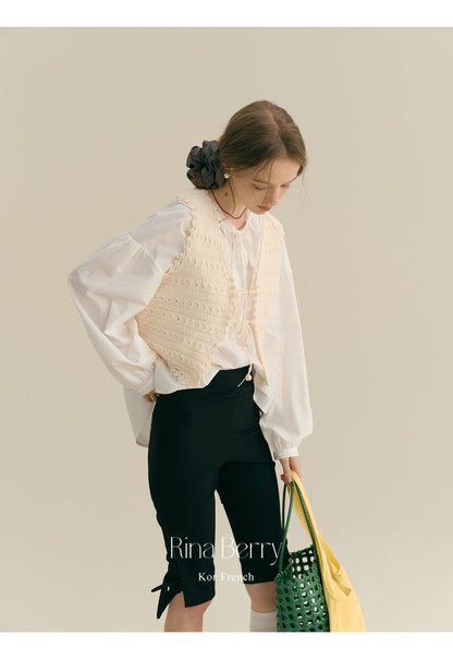 Tie-Front Open Knit Vest
